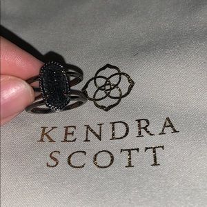 Kendra Scott Elyse Ring/Gunmetal & Black drusy (7)